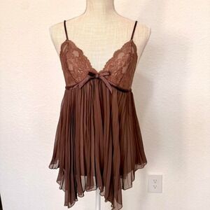 Y2K Cabernet Brown Lace Babydoll Top